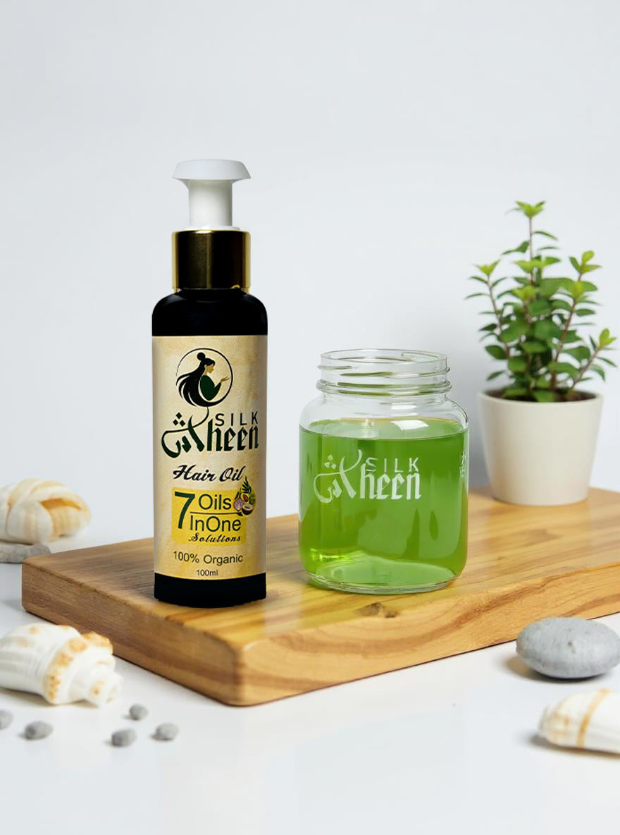 Silk Sheen 7 Oils in One Hair Oil – 100% Organic Hair Strengthening Formula (100ml)